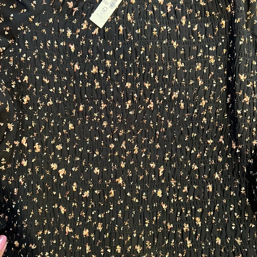 NWT Madewell (Re)sourced Georgette Lucie Bubble-Sleeve Smocked Top in Stem - Picture 6 of 6